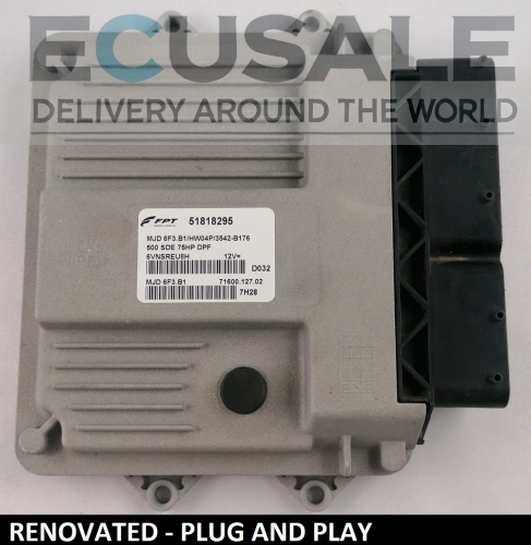 CALCULATEUR MOTEUR RÉNOVÉ FIAT 51818295 MJD6F3.B1 HW04P – Bosch Plug and Play 1.3 Multijet pour Punto 500 Panda Doblo Fiorino