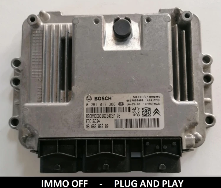 0281017388 9666986880 sterownik silnika Bosch EDC16C34 Peugeot Citroën 1.4 / 1.6 HDi IMMO OFF