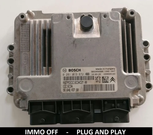 0281013872 9664843780 calculateur moteur Bosch EDC16C34 Peugeot Citroën 1.4 / 1.6 HDi IMMO OFF
