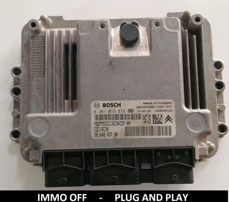 0281013872 9664843780 centralina motore Bosch EDC16C34 Peugeot Citroën 1.4 / 1.6 HDi IMMO OFF