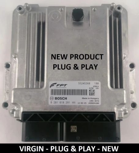 Calculateur moteur Fiat Ducato 3.0 55245268 Bosch 0281018291 Virgin Plug &amp; Play – Boîtier, étiquette et connecteurs du module